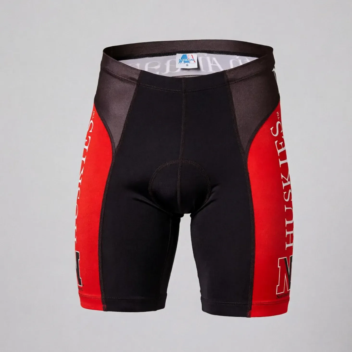 Men's College Huskies Compression Bike Shorts Black Red