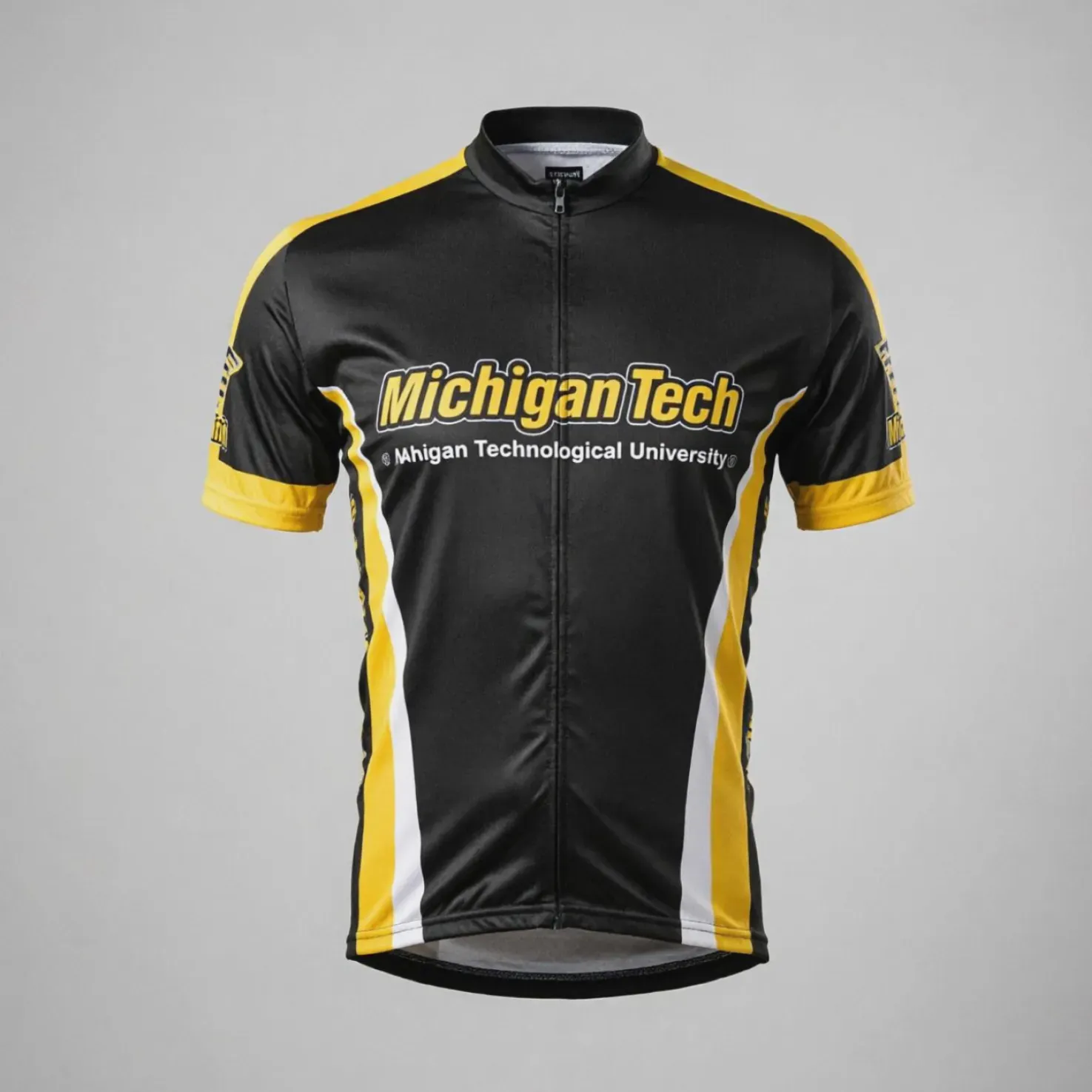 Michigan Tech University Cycling Jersey Black Yellow