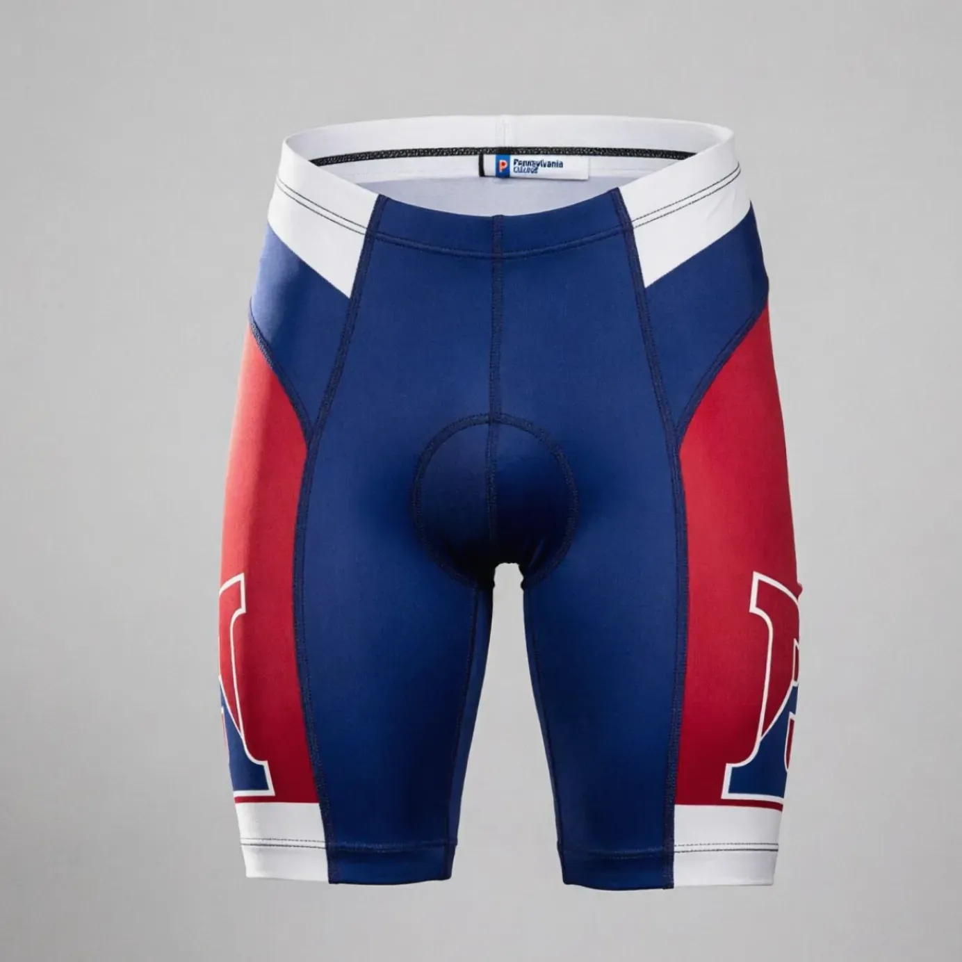 Pennsylvania College Cycling Shorts Men Blue Red P Logo