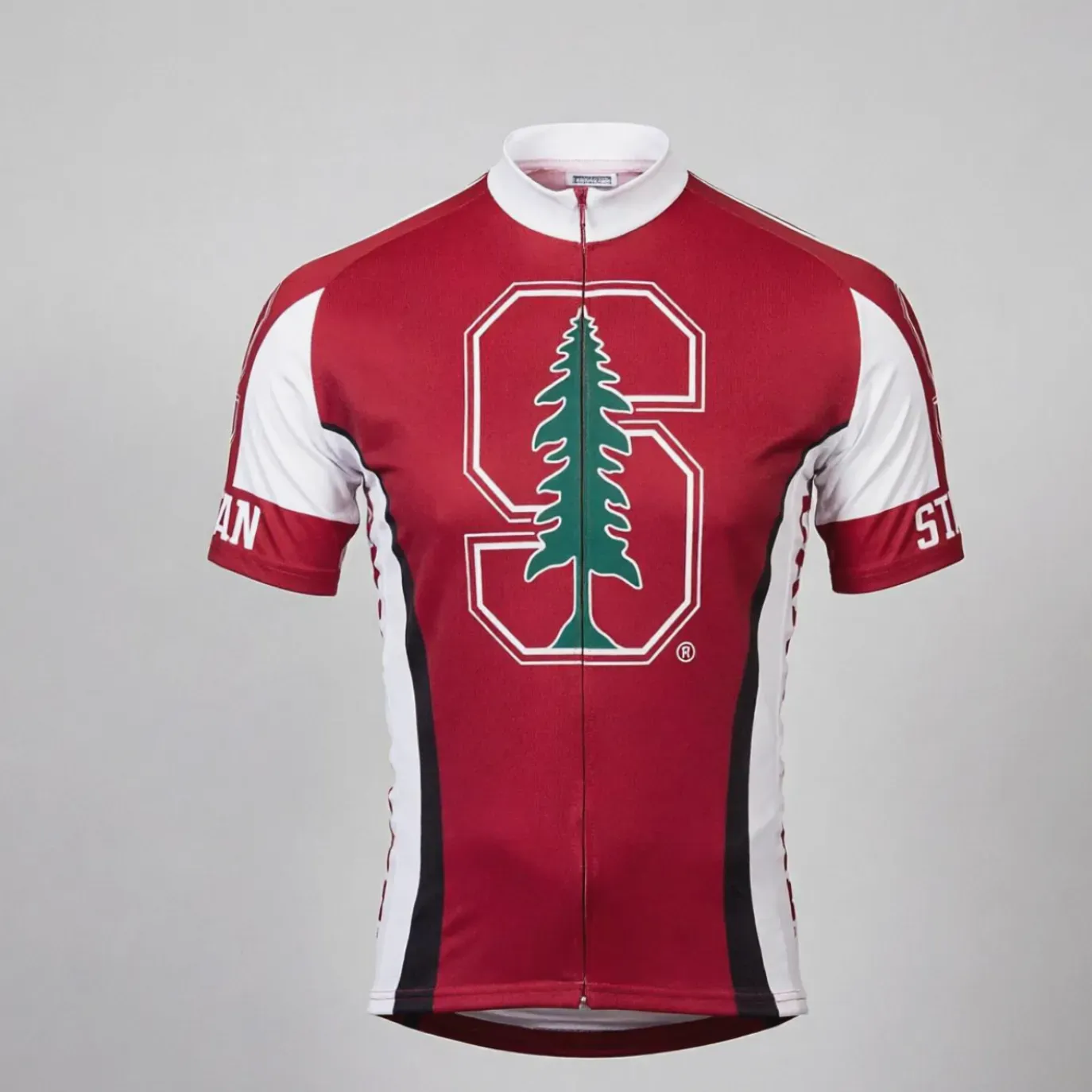 Stanford University Men's Cycling Jersey Red White Green Logo